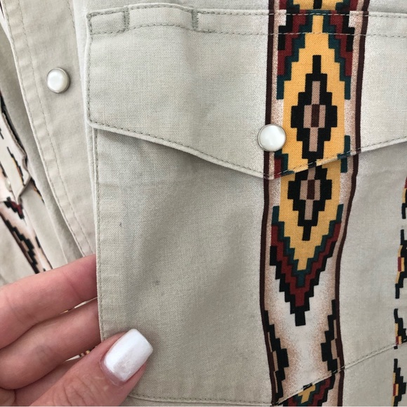 Wrangler Vintage Aztec Pearl Snap Button Up Western Short Sleeve Shirt 2XT - Picture 6 of 14